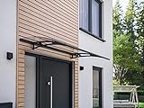 Schulte Vordach Haustür Überdachung 160x90 cm Stahl anthrazit rostfrei Polycarbonat durchgehend transparent Pultvordach Style Plus