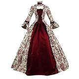 Ballkleider Damen Lang Prinzessin Mittelalterliche Viktorianischen Damen Abendkleid Damen Cosplay Damen Retro Mittelalter Kleid Damen Vintage Maxikleid Karneval Halloween Party Prinzessin Kostüm