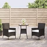 Festnight Polyrattan Gartenmöbel Essgruppe 3-TLG. Gartensessel Polyrattan,Sitzgruppe Garten Essgruppe 2 Personen,Liegesessel mit Kissen und Tisch Schwarz und Creme Outdoor Sitzgruppe Balkonmöbel