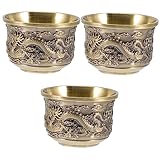 UPKOCH 3 Stück Drachen- Und Phönixbecher Glasbecher Metall Couchtisch Glas Teetasse Teetasse Retro-Gongfu-Teebecher Retro-Teetasse Teegeschirr Chinesischer Stil Teetasse