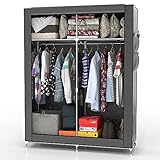 INTIRILIFE Faltschrank 108x170x45 cm in ASCH GRAU - mit Reißverschluss Stoffschrank Kleiderschrank mit Kleiderstange, Fächern und Seitentasche - Camping Steckschrank Textil Garderobe