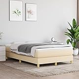 ZEYUAN Boxspringbett mit Matratze, Bett, Bettgestelle, Polsterbett, Schlafbett, Box Spring Bed,Jugendbett, Bettrahmen, Creme 120x200 cm Stoff