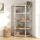RAUGAJ 5-lagiges Eckregal, silberfarben, Stahl und Holz, Artikelfarbe: Silber