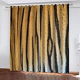 Hundnsney Vorhang Blickdicht 2Er Set 210X264cm 100% Verdunklungsvorhänge Mit Ösen Kälteschutz & Hitzeschutz 3D Gelber Tigerdruck Gardinen Kinderzimmer Junge Mädchen Schlafzimmer Fensterdekoration
