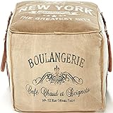 Kobolo Sitzpouf Pouf Sitzwüfel Hocker - BOULANGERIE - aus Canvas - mit Applikationen