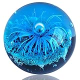 EUSTUMA Glas Blau Blume Kugel Figur, Briefbeschwerer Glaskugel, Meer Pflanze Ornament Für Fisch Tank Aquarium, Meer Pflanze Sammlung Für Geburtstagsgeschenk, Glas Briefbeschwerer