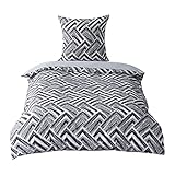 Amazon Brand - Umi Bettwäsche 135x200 2teilig, Bettwäsche 135x200cm 2er Set, Aesthetic bettwäsche mit Kissenbezug 80x80cm, Bettwäsche Sets Grafisch für Einzelbett mit Reißverschluss