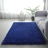 LYKEJI Teppiche für Kinderzimmer, Dekoration, flauschige Teppiche, Shaggy-Teppiche, lange, weiche Teppiche für Wohnzimmer, rutschfeste Teppiche für Wohnzimmer, Schlafzimmer, Fußmatten (80x120cm, blau)