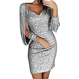 callmo Abendkleider Elegant FüR Hochzeit Dirndlbluse Spitze Kleid Damen Hochzeit Kleider Herbstkleider Midi Damen Off-Shoulder Stitching Farbe Kordelzug Langarm Kleid