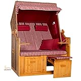 LILIMO Strandkorb Ostsee Bordeaux, Geflecht Natur, Variante C, inkl. Haube