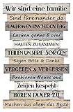 Spetebo Plankenschild mit Familienregeln - 51x33 cm - Holz Wand Deko Schild Holzschild Türschild