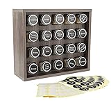 TQVAI Gewürzregal-Organizer für Schrank, Wandhalterung, Gewürzgläser-Regal mit 340 Gewürzetiketten und 40 leeren Etiketten, 20 Gläser, Grau