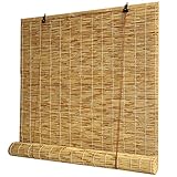 Bambus Rollo Bambusrollo 45-160cm Sichtschutz Rollos In Bambus Wärmedämmung/Belüftung Bambusrollo Fenster Atmungsaktives Bambus Raffrollo Jalousine Für Terrasse Garten Küche Schilfrohrvorhang (Color