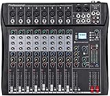 Depusheng DT8 Professioneller Mixer Soundboard Konsole 8 Kanal Tischsystem Interface Digital USB Computer MP3-Eingang 48V Phantomspeisung, Schwarz
