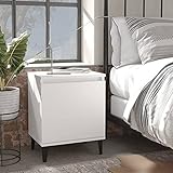 RAUGAJ Bettschrank mit Metallbeinen, weiß, 40 x 30 x 50 cm, Artikelfarbe: Weiß