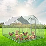 Jopassy Hühnerstall, 3*4*2m Metall Freilaufgehege Freigehege, Hühnerkäfig Kleintierstall Voliere mit Dachplane, Heimtiergehege für Hühner Geflügel Kleintiere