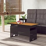 UYSELA Home Sets mit Gartentisch schwarz 100x50x43/63cm Massivholz Akazie & Polyrattan