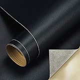 Leder Reparatur Patch Set, Kunstleder Selbstklebend 60x300cm Leder Patch Kit Lederflicken, Lederoptik Folie Möbelfolie Tapeten Lederreparatur Polster für Ledertasche Autositz Sofa Möbel Schwarz