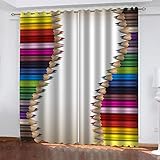 BONDIJ Lichtundurchlässige Vorhang 3D Kreative Bleistift Taille Muster Blickdicht Ösenvorhang Verdunklungsvorhänge Schlafzimmer Kinderzimmer Wohnzimmerdekoration 232X236cm(HxB)