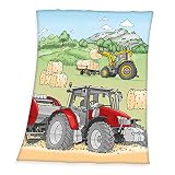 Herding Traktor Fleecedecke, 130x160 cm, 100% Polyester, Fleece