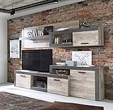 Forte Möbel Wohnzimmerschrank NAGORE Moderne Wohnwand Optik: Vintage Eiche Beton