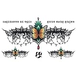 wnfbgywk Neon Schminke Schwarzer wasserdichter Körper auf temporären Aufklebern Tattoo Taille Tattoo Underboob Chest Tattoo Zubehör (E, One Size)