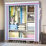 WIQUYBML Einfacher Kleiderschrank – Kleiderschrank aus faltbarem Vliesstoff, verstärktes Kombinationshaus, großer Kleiderschrank mit dreidimensionalem Muster – Panoramaschrank, 130 cm x 46