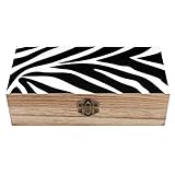 OTRAHCSD Quadratische Holzkiste, Schwarz Weiß Zebra Holz Aufbewahrungsbox Dekorative Home Holzkiste für Sammlerstücke