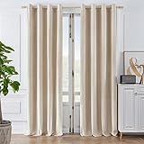 Topfinel Thermovorhang Kälteschutz Gardinen Samt Vorhänge Blickdicht mit Ösen 245x140cm Beige verdunklungsvorhänge Kinderzimmer für Haustür Fenster