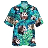 Sommer Hawaii-Hemden für Männer und Frauen – Pferd Button Down Herren Hawaii-Hemden Kurzarm Set 27, Tropical Opossum, X-Groß