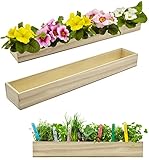 Stephans Möbelbörse 2er Set Holz Pflanzkasten 70cm Blumenkasten Balkonkasten Blumenkübel Pflanzkasten Blumen Kräuter Beet rechteckig Natur