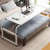 Laptoptisch mit Rollen Höhenverstellbar Beistelltisch für Bett und Sofa Notebooktisch Mobile Laptopständer Rolltisch Betttisch Sofatisch Höhenverstellbar (Size:1.4-2.4M,Color:Weiß ohne Schallwand)