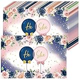 100 Stück Gender Reveal Papier-Tischsets He or She Einweg-Platzdeckchen, Marineblau und Rouge-Pink, Geschlecht offenbaren, Dekorationen für Jungen, Mädchen, Babyparty, Geburtstagsparty, 43.2x27 cm