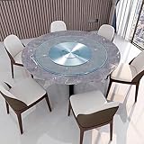 OKATOR Transparentes Drehbares Serviertablett Für Esstisch, 60-110cm Gehärtetes Glas Lazy Susan Klarer Runder Drehteller, Heavy Duty Schwenkbares Tablett Mit Leisem Metallfuß (Size : 90cm/35in)