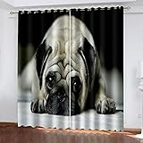 Vorhänge Mit Ösen Für Schlafzimmer Kinderzimmer Geräuschreduzierung 3D Hund Niedliches Tier Muster Wohnzimmer Kinderzimmer 2 Stücke 234x230 cm Blickdichte Gardinen, Verdunkelungsvorhang