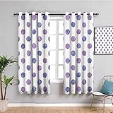 SPADEACES Vorhänge Blickdicht Thermogardine Wohnzimmer Mit Ösen, Verdunkelungsvorhang Schlafzimmer 3D Lila Kreativer Kreis Druck Muster Vorhang Kinderzimmer Fensterdekoration 2Er Set 220X214Cm