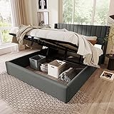 KecDuey 180x200cm Stauraumbett,Polsterbett Hydraulisch Doppelbett, Lattenrost aus Holz, Bett mit Lattenrost aus Metallrahmen, Leinen