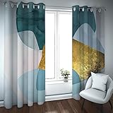 LEFEDA Abstrakte Geometrie Vorhänge Blau und Gold Druck für Schlafzimmer Wohnzimmer Dekor Wärmeisolierte Verdunkelungsfenster Vorhänge 2 Paneele 140x200cm
