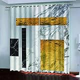 SAKKAI 3D Marmor-Golddruck Muster Schallschutz Vorhang 2Er Set Ösen Für Schlafzimmer Kinderzimmer, Gardinen Wohnzimmer Modern, Thermo Vorhänge Blickdicht Fensterdekoration 280X260cm (BxH)