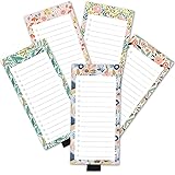 5er Pack Magnetische Notizblöcke mit Stifthalter,für Lebensmittel, Einkaufen und Aufgabenlisten mit Checkbox,Notizblock für Kühlschrank 3,3' x 3,8',50 Blatt Foral