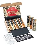 TIMBER TASTE® 5 Gewürze aus aller Welt - Seltene Gewürze Geschenkset Männer - Ausgefallenes Vatertagsgeschenk Gewürzset Grillgewürze - Geschenk zum Vatertag - 5 Gewürze Set Geschenk für Köche