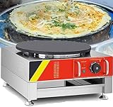 Kommerzieller elektrischer Crêpes-Maker, Pfannkuchen-Backmaschine, antihaftbeschichtete elektrische Crêpes-Pfanne, einzelne Kochplatte, einstellbare Temperatur mit Teigverteiler für Tortilla