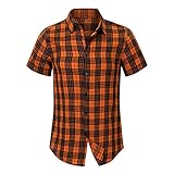 Herren Outdoor Vintage Button Kurzarm T-Shirt Casual Top Ärmelloses Hemd Herren Schwarz (Orange,Orange)