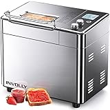 Involly Brotbackautomat 15 IN 1, Vollautomatischer Brotbackmaschine mit Automatische Zutatenbox, Bread Maker mit Pizzateig, Glutenfreie Modus, 15H Timer, bis zu 1kg, 3 Backfarben, Rezepte, Edelstahl