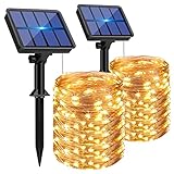 btfarm Solar Lichterkette Aussen, 2x15M 150 LED Solarlichterkette Außen Wetterfest 8 Modi IP65 Wasserdicht Kupferdraht Lichterkette Außen Solar Outdoor für Garten Terrasse Baum Hof Party (Warmweiß)