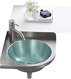 Wandmontierte kleine Edelstahlspüle, Edelstahl-Dreiecksbecken, Eckbecken, Einzelbecken, Küche, kleine Edelstahlspülen, 90°-Bogen-Design, für Küche, Badezimmer, Toilette, Ea