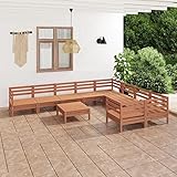 BULANED 10-TLG. Garten-Lounge-Set, Balkonmöbel, Gartenlounge Set, Balkon Möbel Set, Sitzgarnitur Garten, Balkonset, Terrassen Möbel, Gartenmöbel, Honigbraun Massivholz Kiefer