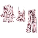 2023 Sommer Set AAY20K Pyjama Nachtwäsche Sets Polyester V Ausschnitt Seide Indoor Mädchen Sexy Plus Size Valentinstag Dessous, A9-pink, L