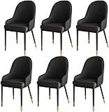 HAVMAK Moderne Küche Esszimmer Stühle Set Küche Esszimmerstühle 6er Set Moderne hohe Rückenlehne Weicher Sitz PU-Leder Wohnzimmerstühle mit Metallbeinen Loungesessel (Farbe: H)