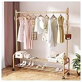 PAHION Hochleistungs-Kleiderstange Garderobenständer Aus Metall Mit 2-stöckigen Ablageflächen Und 7 Haken Mit 4 Rädern Fügt Platz Im Schrank Hinzu Für Home Shop Lagerung (Size : 120CM)